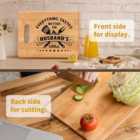 Bamboo Cutting Board for Husband -Everything Tastes better on husband's grill